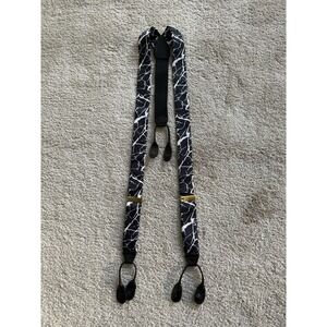 Pelican USA Suspender Braces Mens Y-Back Black & White Animal Print Button Loop